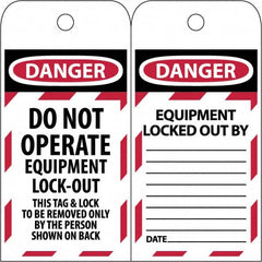 NMC - 3" High x 6" Long, DANGER - THIS TAG & LOCK TO BE REMOVED ONLY BY THE PERSON SHOWN, English Safety & Facility Lockout Tag - Tag Header: Danger, 2 Sides, Black & Red Poly - Caliber Tooling