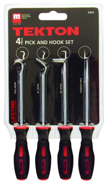 4 Piece - Hose Remover Set - Includes: 4 Hose Removers with long and short; standard and offset hooks - Long pullers are 13" long - Caliber Tooling