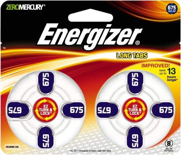 Energizer - Size 675, Zinc Air, 1 Pack, Hearing Aid Battery - 1.4 Volts, Button Tab Terminal, PR44 - Caliber Tooling