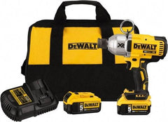 DeWALT - 7/16" Drive 20 Volt Mid-Handle Cordless Impact Wrench & Ratchet - 400/900/1,200 RPM, 0 to 2,400 BPM, 500 Ft/Lb Torque, 2 Lithium-Ion Batteries Included - Caliber Tooling