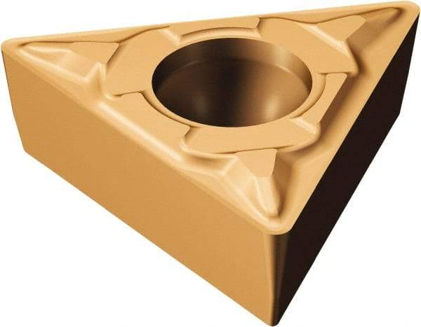 Sandvik Coromant - TCMT220 MF Grade 1125 Carbide Turning Insert - TiAlN/AlCr2O3 Finish, 60° Triangle, 1/4" Inscr Circle, 1/8" Thick, 0.2mm Corner Radius - Caliber Tooling