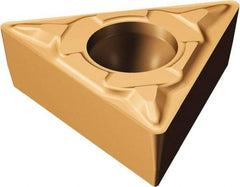 Sandvik Coromant - TCMT220 MF Grade 1125 Carbide Turning Insert - TiAlN/AlCr2O3 Finish, 60° Triangle, 1/4" Inscr Circle, 1/8" Thick, 0.2mm Corner Radius - Caliber Tooling