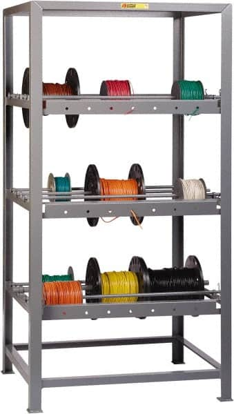 Little Giant - 150 Lb per Spindle Capacity, Gray Wire Spool Rack - 36" Wide x 72" High x 30" Deep, Steel - Caliber Tooling