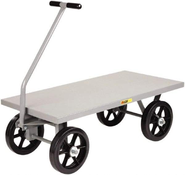 Little Giant - 3,500 Lb Capacity Steel Wagon Truck - Steel Deck, 36" OAW, 72" Platform Length x 16-1/2" Platform Height, Mold On Rubber Casters - Caliber Tooling