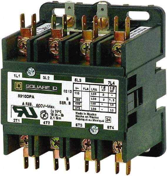 Square D - 4 Pole, 25 Amp Inductive Load, Definite Purpose Contactor - 35 Amp Resistive Rating - Caliber Tooling