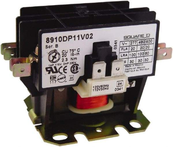 Square D - 2 Pole, 25 Amp Inductive Load, Definite Purpose Contactor - 35 Amp Resistive Rating - Caliber Tooling