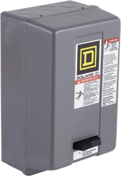 Square D - 120 Coil VAC at 60 Hz, 9 Amp, Nonreversible Enclosed Enclosure NEMA Motor Starter - 1 hp at 1 Phase, 1 Enclosure Rating - Caliber Tooling