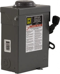 Square D - 60 Amp, 240 V, 2 Pole Nonfused Safety Switch - NEMA 3R, 10 hp at 240 VAC (Single Phase), DPST Contact Form - Caliber Tooling