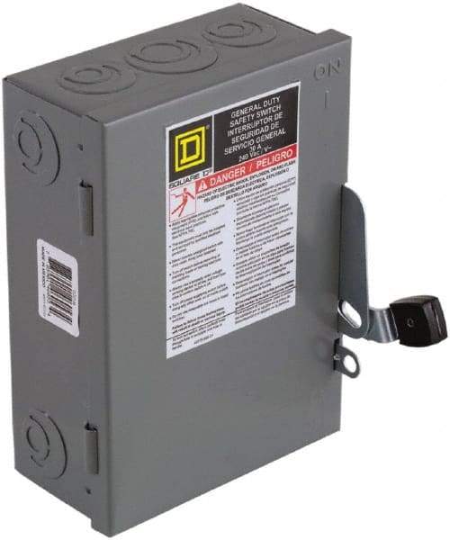 Square D - 30 Amp, 240 V, 3 Pole Nonfused Safety Switch - NEMA 1, 3 hp at 240 VAC (Single Phase), 7.5 hp at 240 VAC (Triple Phase), 3PST Contact Form - Caliber Tooling