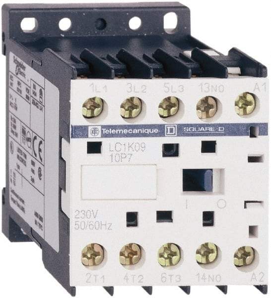 Schneider Electric - 3 Pole, 220 to 230 Coil VAC at 50/60 Hz, 6 Amp at 440 VAC, Nonreversible IEC Contactor - BS 5424, CSA, IEC 60947, NF C 63-110, RoHS Compliant, UL Listed, VDE 0660 - Caliber Tooling