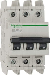 Schneider Electric - 35 Amp, 125 VDC, 240 VAC, 60 VDC, 3 Pole, DIN Rail Mount, Fixed Mount Miniature Circuit Breaker - Thermal Magnetic Trip, Multiple Breaking Capacity Ratings, 73mm Deep x 107mm High x 54mm Wide - Caliber Tooling