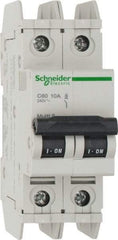 Schneider Electric - 10 Amp, 125 VDC, 240 VAC, 60 VDC, 1 Pole, DIN Rail Mount, Fixed Mount Miniature Circuit Breaker - Thermal Magnetic Trip, Multiple Breaking Capacity Ratings, 73mm Deep x 107mm High x 36mm Wide - Caliber Tooling