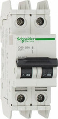 Schneider Electric - 25 Amp, 125 VDC, 240 VAC, 60 VDC, 1 Pole, DIN Rail Mount, Fixed Mount Miniature Circuit Breaker - Thermal Magnetic Trip, Multiple Breaking Capacity Ratings, 73mm Deep x 107mm High x 36mm Wide - Caliber Tooling