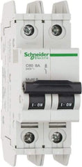 Schneider Electric - 8 Amp, 125 VDC, 240 VAC, 60 VDC, 1 Pole, DIN Rail Mount, Fixed Mount Miniature Circuit Breaker - Thermal Magnetic Trip, Multiple Breaking Capacity Ratings, 73mm Deep x 107mm High x 36mm Wide - Caliber Tooling