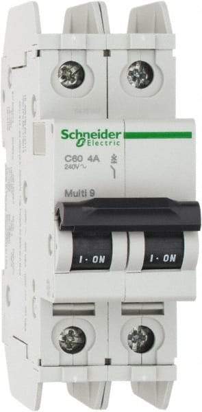 Schneider Electric - 4 Amp, 125 VDC, 240 VAC, 60 VDC, 1 Pole, DIN Rail Mount, Fixed Mount Miniature Circuit Breaker - Thermal Magnetic Trip, Multiple Breaking Capacity Ratings, 73mm Deep x 107mm High x 36mm Wide - Caliber Tooling