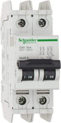 Schneider Electric - 30 Amp, 125 VDC, 240 VAC, 60 VDC, 1 Pole, DIN Rail Mount, Fixed Mount Miniature Circuit Breaker - Thermal Magnetic Trip, Multiple Breaking Capacity Ratings, 73mm Deep x 107mm High x 36mm Wide - Caliber Tooling