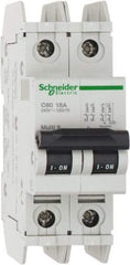 Schneider Electric - 15 Amp, 125 VDC, 240 VAC, 60 VDC, 1 Pole, DIN Rail Mount, Fixed Mount Miniature Circuit Breaker - Thermal Magnetic Trip, Multiple Breaking Capacity Ratings, 73mm Deep x 107mm High x 36mm Wide - Caliber Tooling