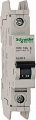 Schneider Electric - 13 Amp, 125 VDC, 240 VAC, 60 VDC, 1 Pole, DIN Rail Mount, Fixed Mount Miniature Circuit Breaker - Thermal Magnetic Trip, Multiple Breaking Capacity Ratings, 73mm Deep x 107mm High x 18mm Wide - Caliber Tooling