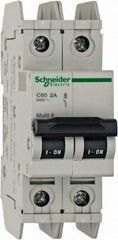 Schneider Electric - 2 Amp, 125 VDC, 240 VAC, 60 VDC, 1 Pole, DIN Rail Mount, Fixed Mount Miniature Circuit Breaker - Thermal Magnetic Trip, Multiple Breaking Capacity Ratings, 73mm Deep x 107mm High x 36mm Wide - Caliber Tooling