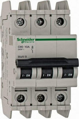 Schneider Electric - 10 Amp, 125 VDC, 240 VAC, 60 VDC, 3 Pole, DIN Rail Mount, Fixed Mount Miniature Circuit Breaker - Thermal Magnetic Trip, Multiple Breaking Capacity Ratings, 73mm Deep x 107mm High x 54mm Wide - Caliber Tooling