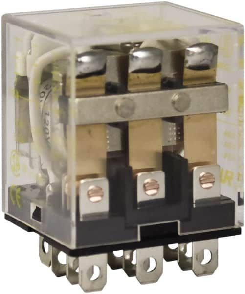 Square D - 1/2 hp at 120 Volt & 3/4 hp at 240 Volt, Electromechanical Plug-in General Purpose Relay - 10 Amp at 250 VAC, 3PDT, 120 VAC at 50/60 Hz - Caliber Tooling