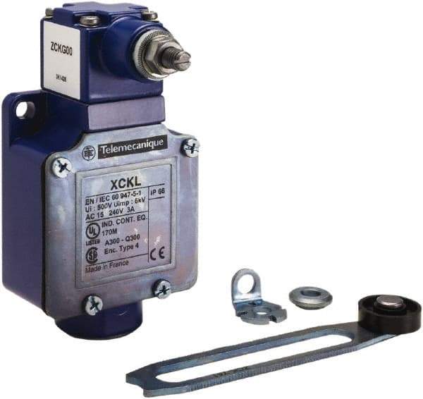 Telemecanique Sensors - SPDT, NC/NO, 300 VAC, 300 VDC, Screw Terminal, Roller Lever Actuator, General Purpose Limit Switch - 1, 2, 3, 4, 12 NEMA Rating, IP66 IPR Rating, Reversible Mount - Caliber Tooling