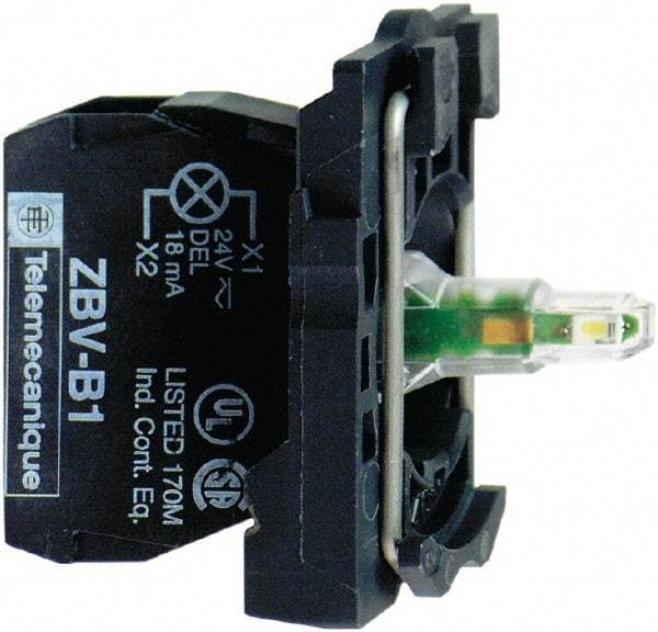 Schneider Electric - 24 VAC/VDC at 50/60 Hz White Lens LED Indicating Light - Screw Clamp Connector, Electromagnetic Field Resistant, Electrostatic Discharge Resistant, Vibration Resistant - Caliber Tooling