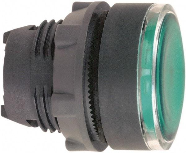 Schneider Electric - 22mm Mount Hole, Flush, Pushbutton Switch Only - Round, Green Pushbutton, Illuminated, Maintained (MA) - Caliber Tooling