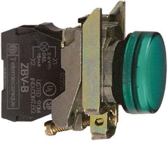 Schneider Electric - 250 V Green Lens Pilot Light - Round Lens, Screw Clamp Connector, 30mm Wide, Vibration Resistant, Water Resistant - Caliber Tooling