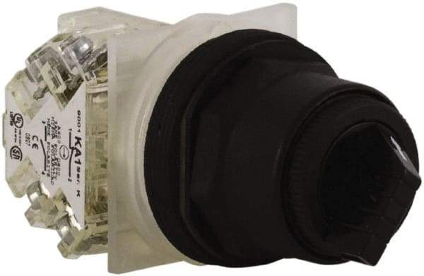 Schneider Electric - 30mm Mount Hole, 2 Position, Knob and Pushbutton Operated, Selector Switch - Black, Maintained (MA), Anticorrosive, Weatherproof, Dust and Oil Resistant - Caliber Tooling