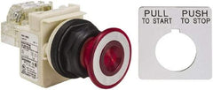 Schneider Electric - 30mm Mount Hole, Extended Straight, Pushbutton Switch with Contact Block - Red Pushbutton, Maintained (MA) - Caliber Tooling