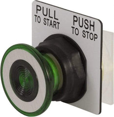 Schneider Electric - 30mm Mount Hole, Extended Mushroom Head, Extended Straight, Pushbutton Switch - Round, Green Pushbutton, Maintained (MA) - Caliber Tooling