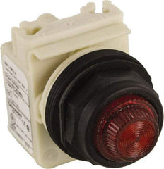 Schneider Electric - 120 VAC Red Lens LED Pilot Light - Round Lens, Screw Clamp Connector, 54mm OAL x 42mm Wide, Vibration Resistant - Caliber Tooling