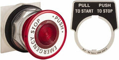 Schneider Electric - 30mm Mount Hole, Extended Straight, Pushbutton Switch Only - Round, Red Pushbutton, Maintained (MA), Weatherproof, Dust and Oil Resistant - Caliber Tooling