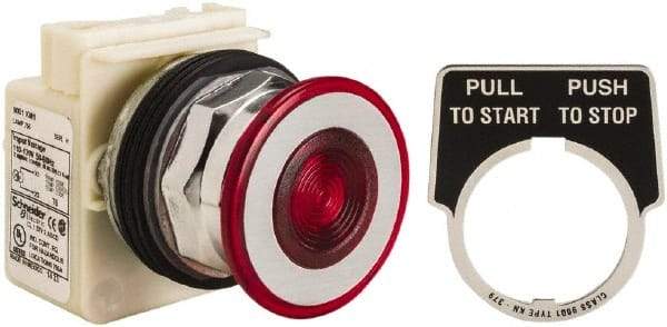 Schneider Electric - 30mm Mount Hole, Extended Straight, Pushbutton Switch Only - Red Pushbutton, Maintained (MA) - Caliber Tooling