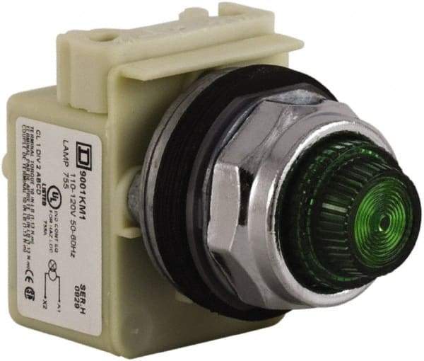 Schneider Electric - 120 VAC Green Lens Indicating Light - Screw Clamp Connector - Caliber Tooling