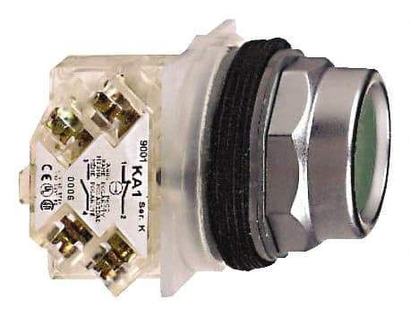 Schneider Electric - 30mm Mount Hole, Recessed, Pushbutton Switch with Contact Block - Octagon, Green Pushbutton, Momentary (MO) - Caliber Tooling