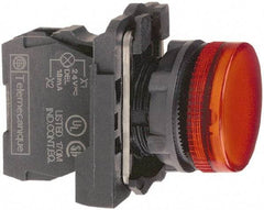 Schneider Electric - 230-240 VAC at 50/60 Hz Red Lens LED Pilot Light - Round Lens, Screw Clamp Connector, 30mm Wide, Vibration Resistant, Water Resistant - Caliber Tooling