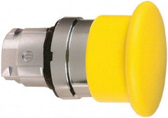 Schneider Electric - 22mm Mount Hole, Extended Mushroom Head, Pushbutton Switch Only - Round, Yellow Pushbutton, Nonilluminated, Momentary (MO) - Caliber Tooling