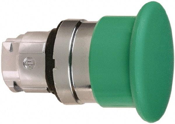 Schneider Electric - 22mm Mount Hole, Extended Mushroom Head, Pushbutton Switch Only - Round, Green Pushbutton, Nonilluminated, Momentary (MO) - Caliber Tooling