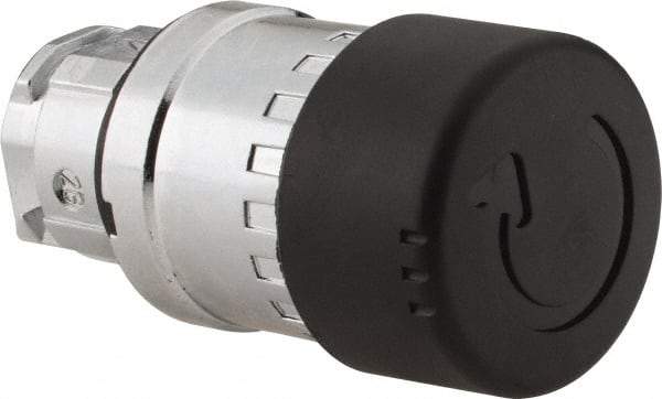 Schneider Electric - 22mm Mount Hole, Extended Mushroom Head, Pushbutton Switch Only - Round, Black Pushbutton, Nonilluminated, Maintained (MA) - Caliber Tooling