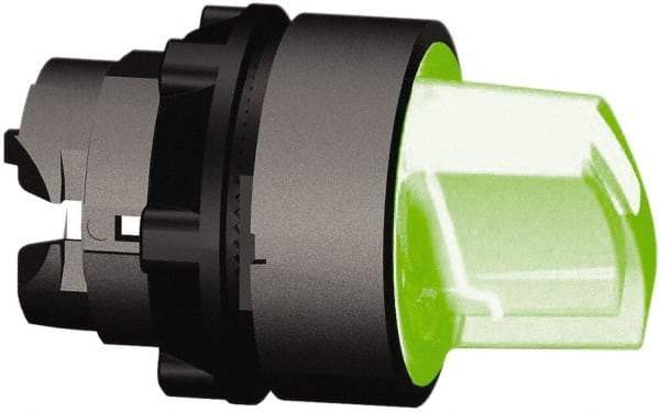 Schneider Electric - 22mm Mount Hole, 3 Position, Handle Operated, Selector Switch Only - Green, Maintained (MA), Illuminated, Shock, Vibration and Water Resistant - Caliber Tooling