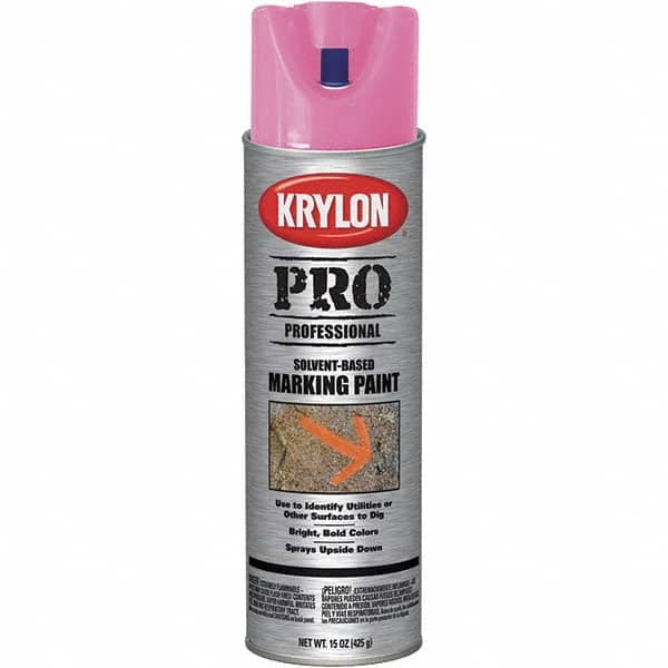 Krylon - 15 fl oz Pink Marking Paint - Solvent Base Formula - Caliber Tooling