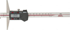 SPI - 0mm to 150mm ABS Plastic (Case) Electronic Depth Gage - 0.02mm Accuracy, 0.01mm Resolution, 4" Base Length, With Single Hook - Caliber Tooling