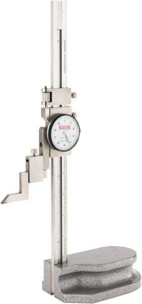 SPI - 8" Stainless Steel Dial Height Gage - 0.001" Graduation, Accurate to 0.001", Dial Display - Caliber Tooling