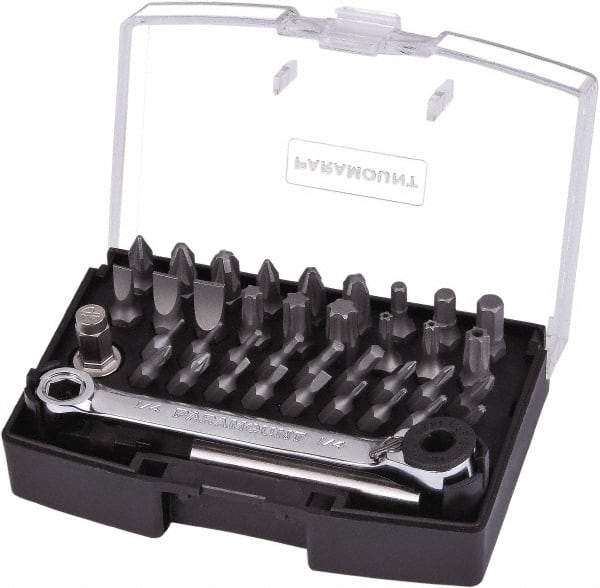 Paramount - 39 Piece, Screwdriver Bit Set - #000 to #3 Phillips, 0.7 to 5mm Hex, T4 to T40 & IP10 to IP27 Torx, #0 to #3 Pozidriv - Caliber Tooling