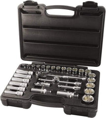 Paramount - 31 Piece 3/8" Drive Chrome Finish Socket Set - 12 Points, 1/4" to 1" Range, Inch Measurement Standard - Caliber Tooling