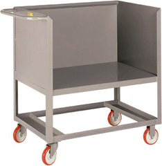 Little Giant - 1,200 Lb Capacity, 3-Sided Steel Raised Platform Box Truck - 37-1/2" Long x 18" Wide x 40" High, 5" Diam Polyurethane Wheels - Caliber Tooling