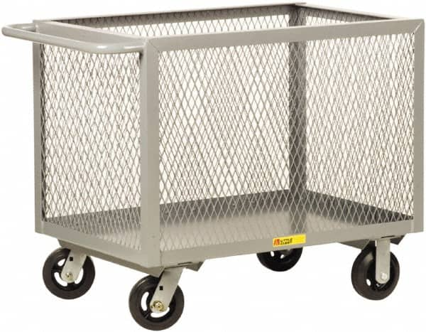 Little Giant - 2,000 Lb Capacity, 4-Sided Steel Box Truck - 41-1/2" Long x 24" Wide x 32" High, 6" Diam Mold-On Rubber Wheels - Caliber Tooling