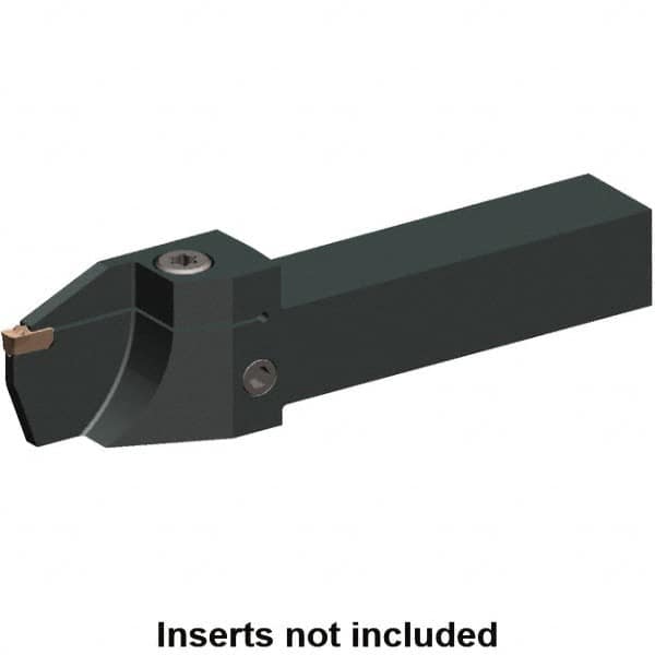 26mm Max Depth, 5mm to 5mm Width, External Left Hand Indexable Grooving/Cutoff Toolholder 6″ OAL, 1″ x 1″ Shank, Uses EG0500M05P04 Inserts, EVSC-T Toolholder, Through Coolant, Series Beyond Evolution